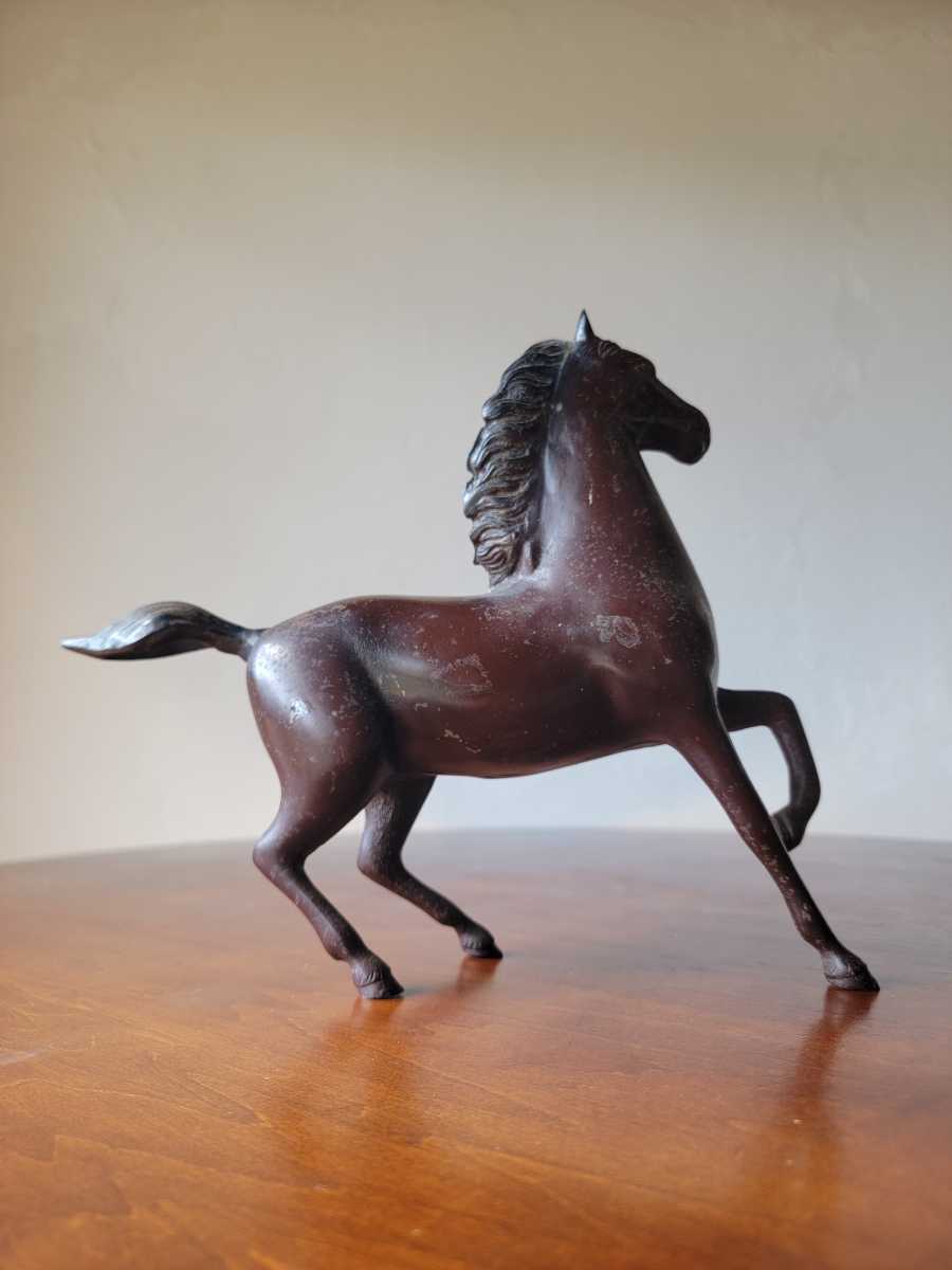 躍動感 鉄製 駿馬 金属工芸 古美術 置物 オブジェ 馬の置物 