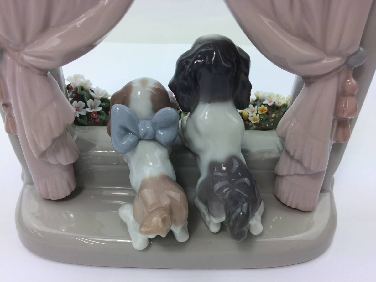 Y/ LLADRO リヤドロ 6502 「可愛いながめ」 犬 花 小鳥 陶器 置物 0305