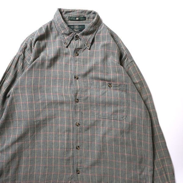 最新 90年代 ボタンダウン 緑系 (L) ネルシャツ コットン チェック