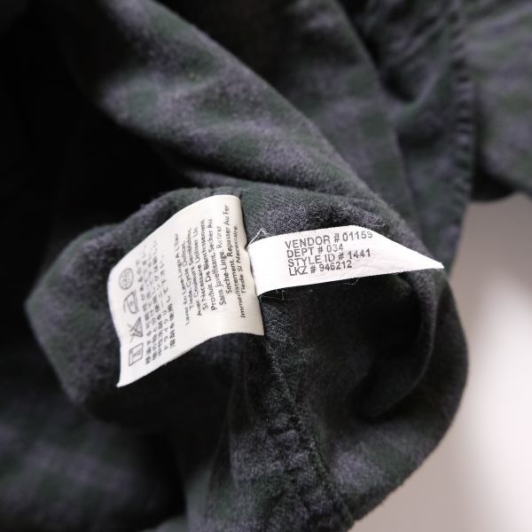 90's 00's エディーバウアー ギンガムチェック コットン ネルシャツ (L) 緑×灰 ブロックチェック 90年代 00年代 旧タグ オールドの画像9