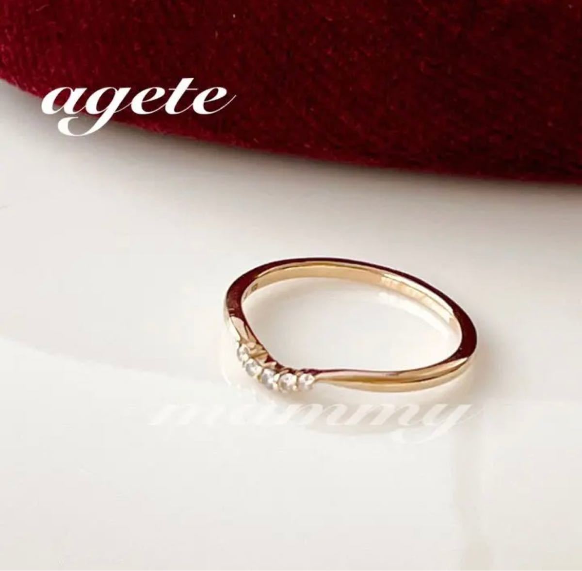 agate アガット ダイヤモンド V字リングK10 ピンキーリング（¥16,500