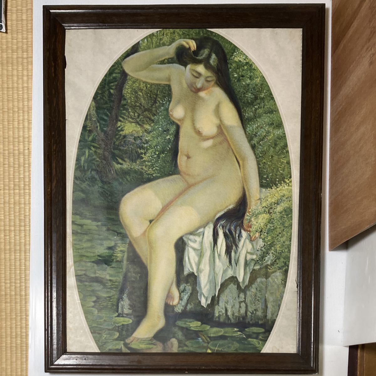 驚きの値段 大正時代　印刷文化展覧会記念作品　裸婦像　ポスター　額装　76cm×98cm その他