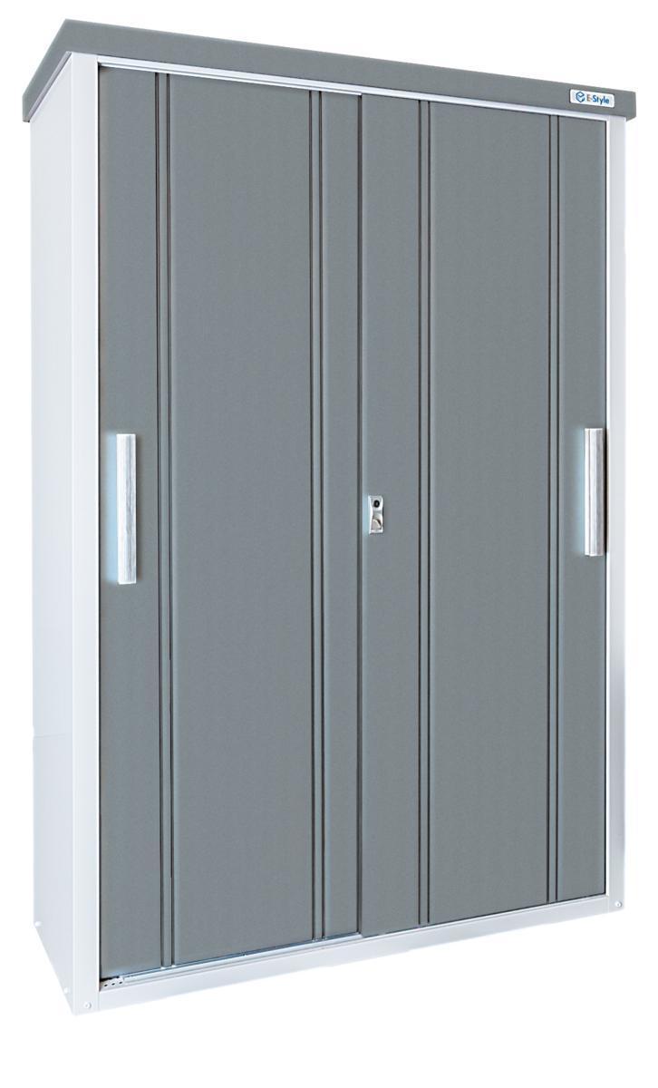 【即納!最大半額!】 【九州限定配送商品】サンキン物置E-Styleクール1350 W1300mm×D500mm×H1947mm 棚板2枚付 扉色グレーメタリック送料無料 格安【在庫限り】 庭