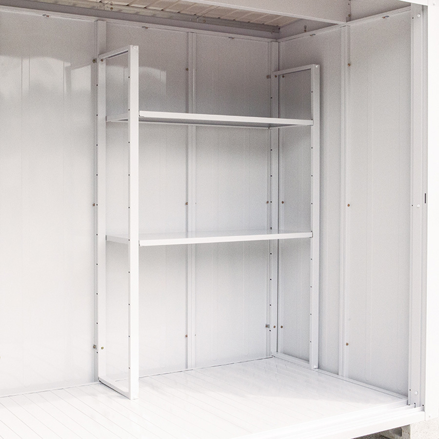 【本州四国配送商品】サンキン物置レスパス2217 間口2289mm奥行1768mm高さ2100mm棚板2枚付き グレー色 農具収納倉庫DIY格安 送料無料_画像8