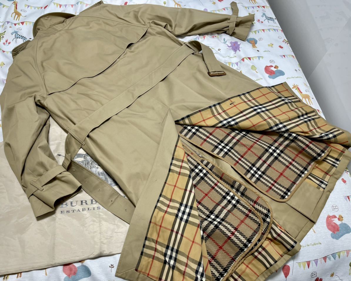 25万美品ベージュ バーバリーメンズLL 2XL 180 175Burberry ウール