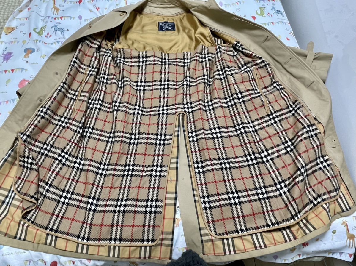 25万美品ベージュ★バーバリーメンズLL 2XL 180 175Burberry ウールライナーベルト付きトレンチコート春秋冬物　極厚　ギャバジン_画像2