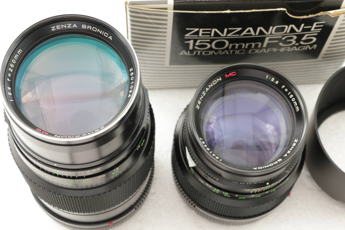 案CB/ ZENZA BRONICA Zenzanon MC 150mm 1:3.5 / 250mm 1:5.6 / ゼンザブロニカ ETR 中判カメラ用交換レンズ 箱付き 現状販売 _画像2