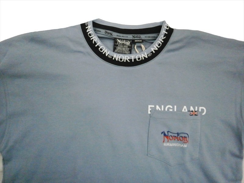 Norton ノートン Tシャツ 222N1007 DRY 衿 ジャカード ロゴ デザイン 半袖Ｔシャツ ブルーグレー L 新品_画像6