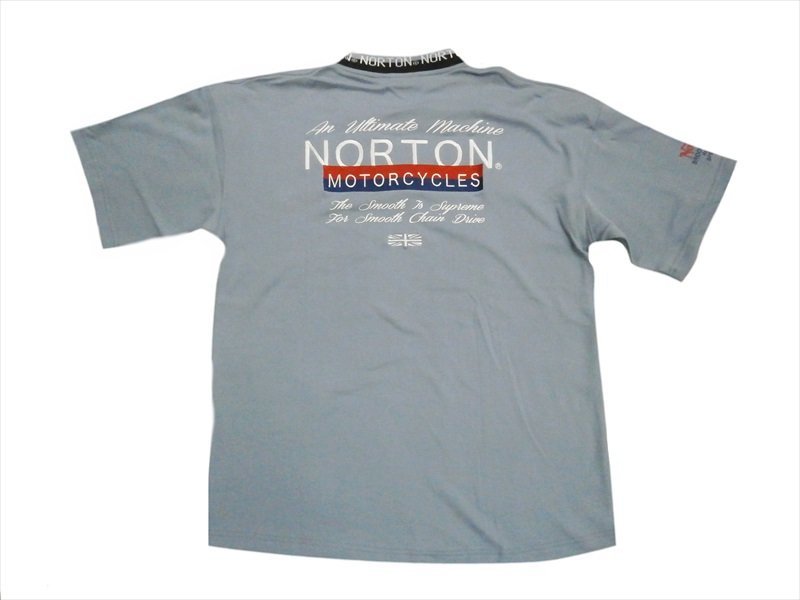 Norton ノートン Tシャツ 222N1007 DRY 衿 ジャカード ロゴ デザイン 半袖Ｔシャツ ブルーグレー L 新品_画像3