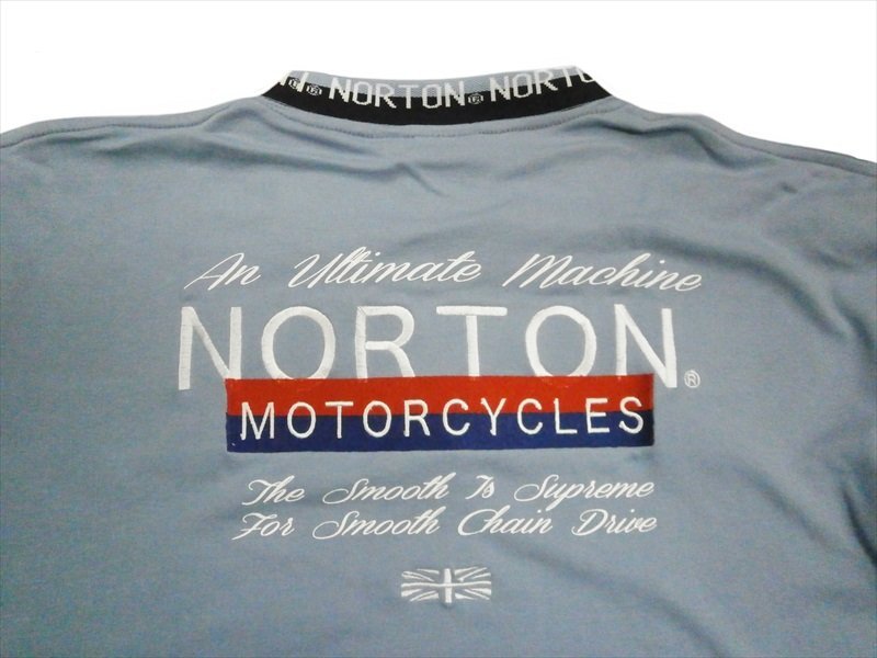 Norton ノートン Tシャツ 222N1007 DRY 衿 ジャカード ロゴ デザイン 半袖Ｔシャツ ブルーグレー L 新品_画像4