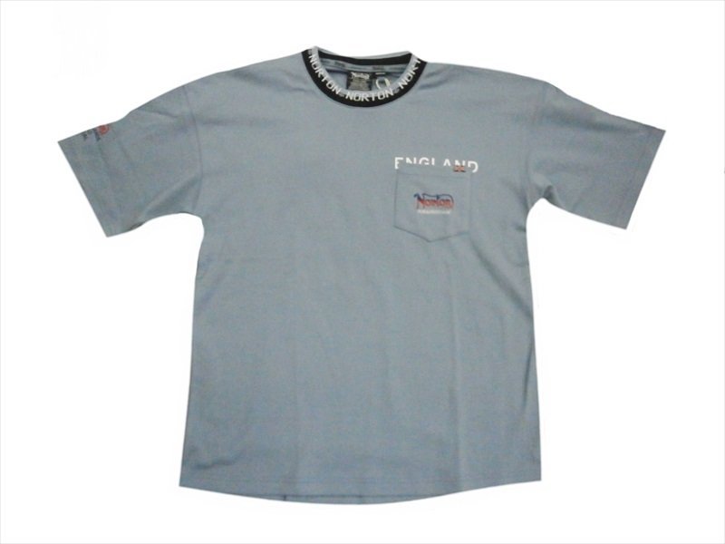 Norton ノートン Tシャツ 222N1007 DRY 衿 ジャカード ロゴ デザイン 半袖Ｔシャツ ブルーグレー L 新品_画像5