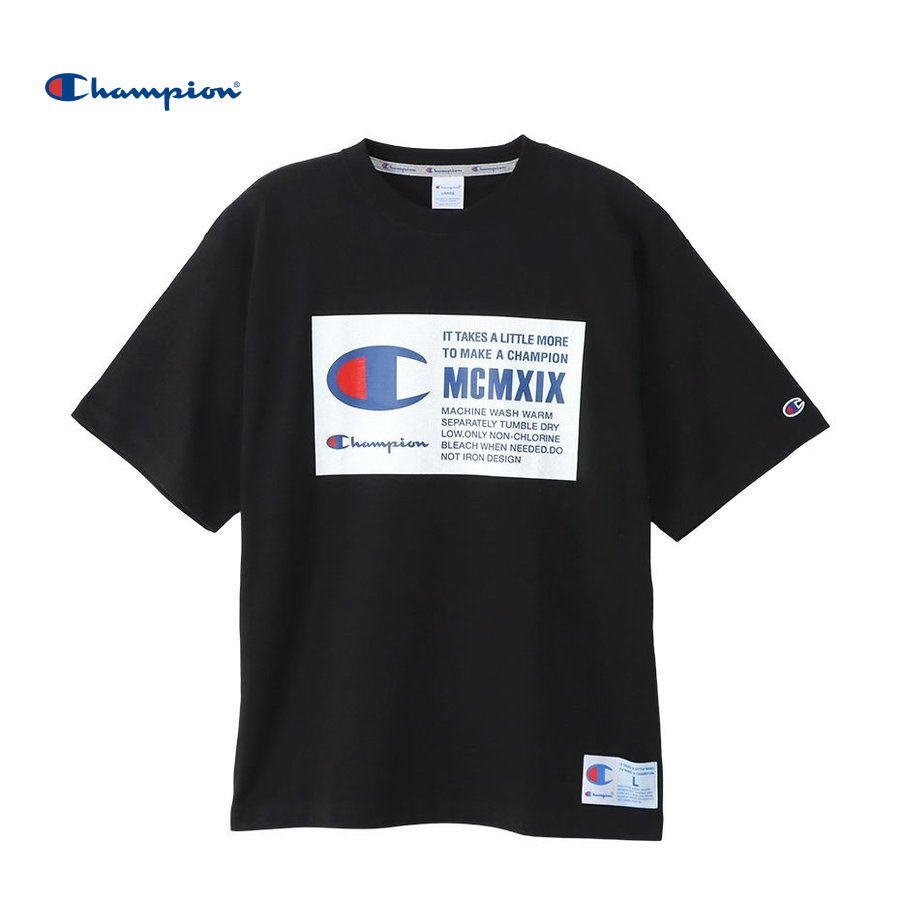 Champion チャンピオン C3-V332 ビッグロゴ バックプリント リラ ックスフィット 半袖Tシャツ ブラック XL 新品_画像1