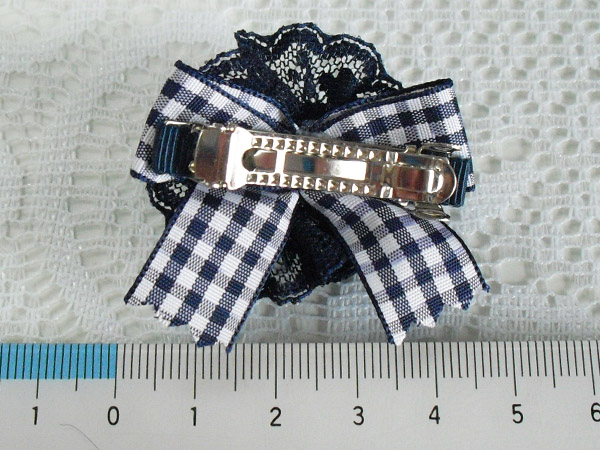 * check ribbon * race cute barrette navy blue approximately 4cm Kids ccd