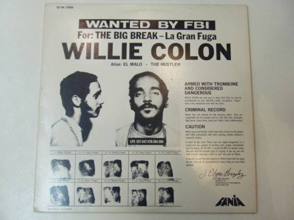 ラテン　ＬＰ　ウィリー・コロン　輸入盤　ファニア　fania willie colon la gran fuga_画像1