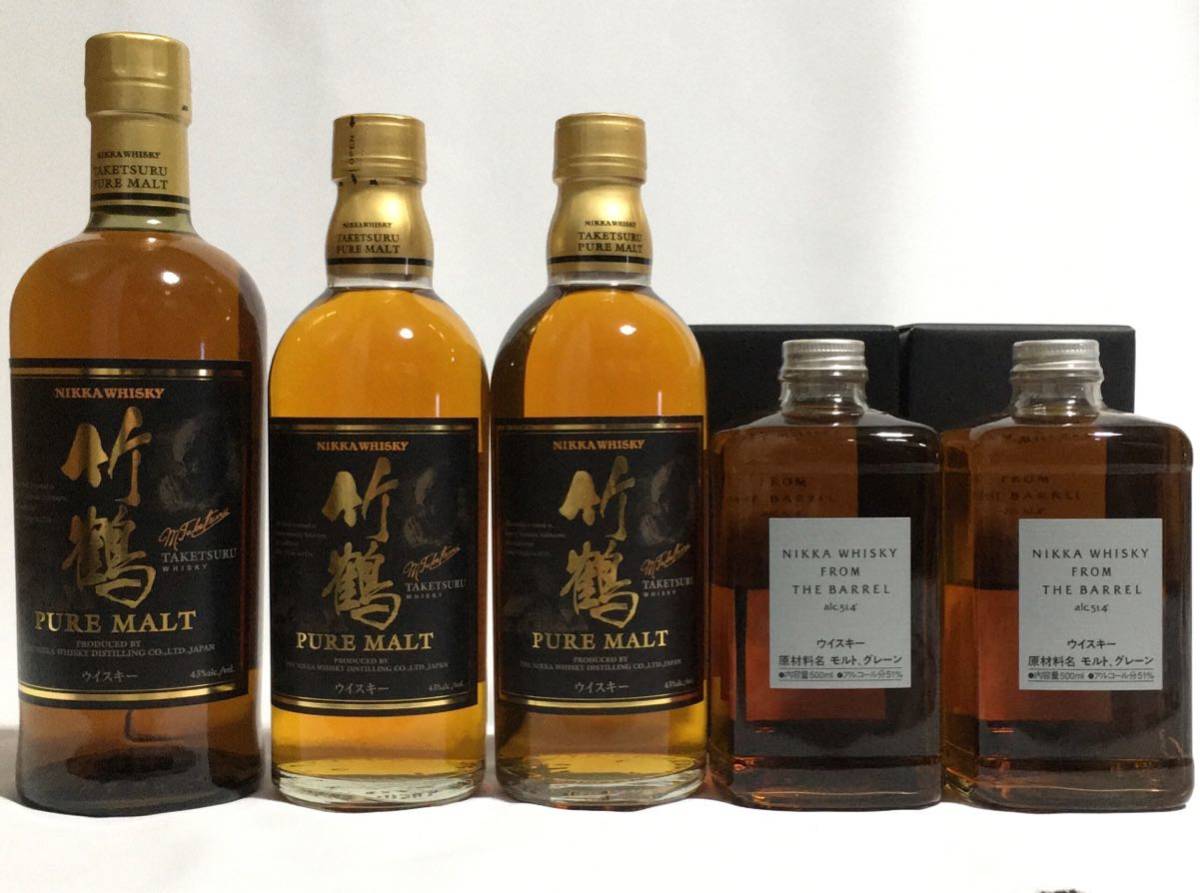NIKKA ウイスキー 旧竹鶴 700ml&旧竹鶴 500ml×2本&フロム ザ バレル×2