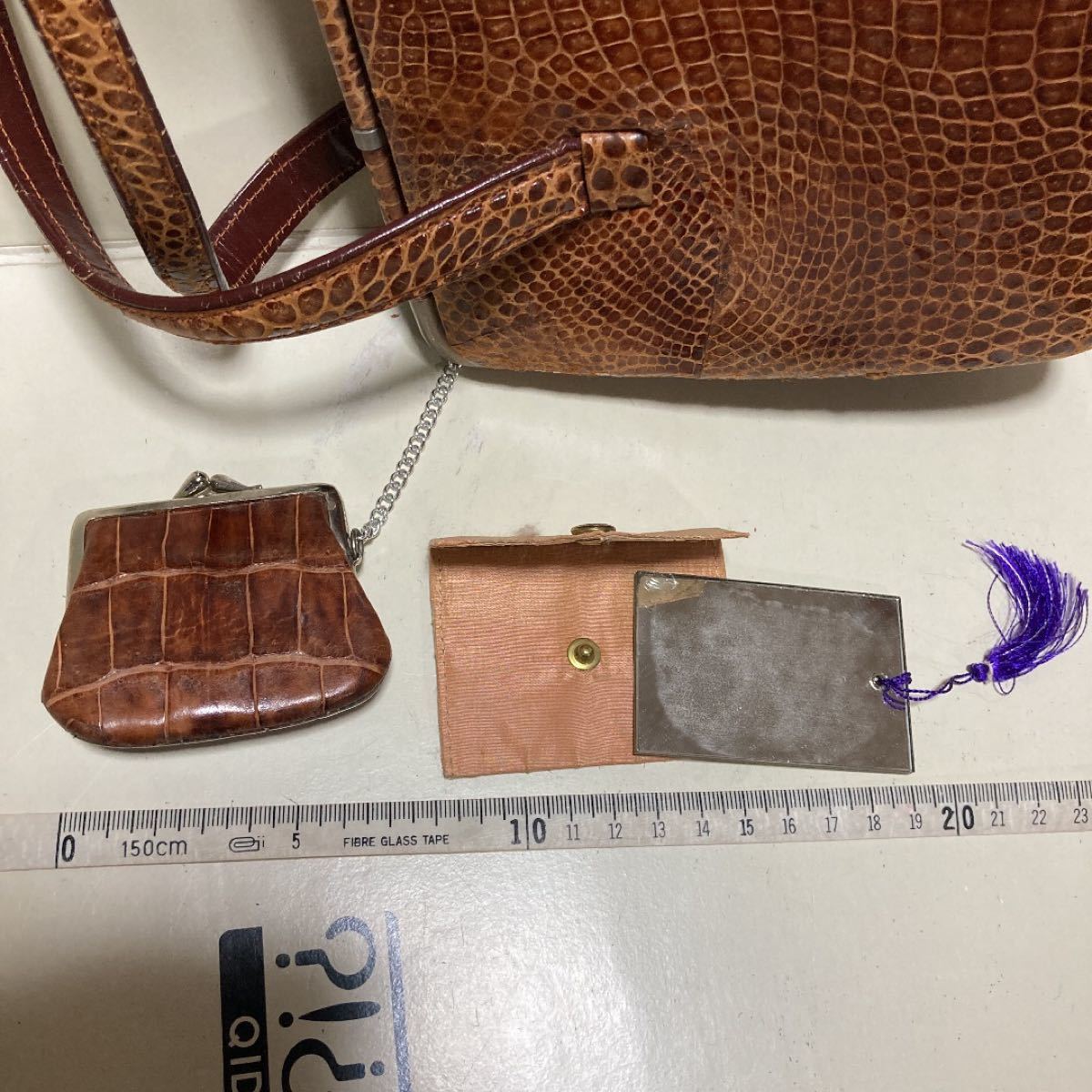 ワニ革 ハンドバッグ 昭和レトロ ミニ財布 エキゾチックレザー