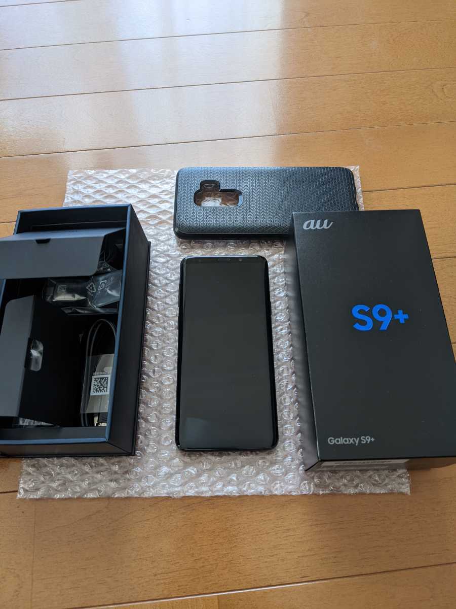 au Galaxy S9+ SCV39 ミッドナイトブラック SIMフリー ケース付き SIMロック解除 ブラック