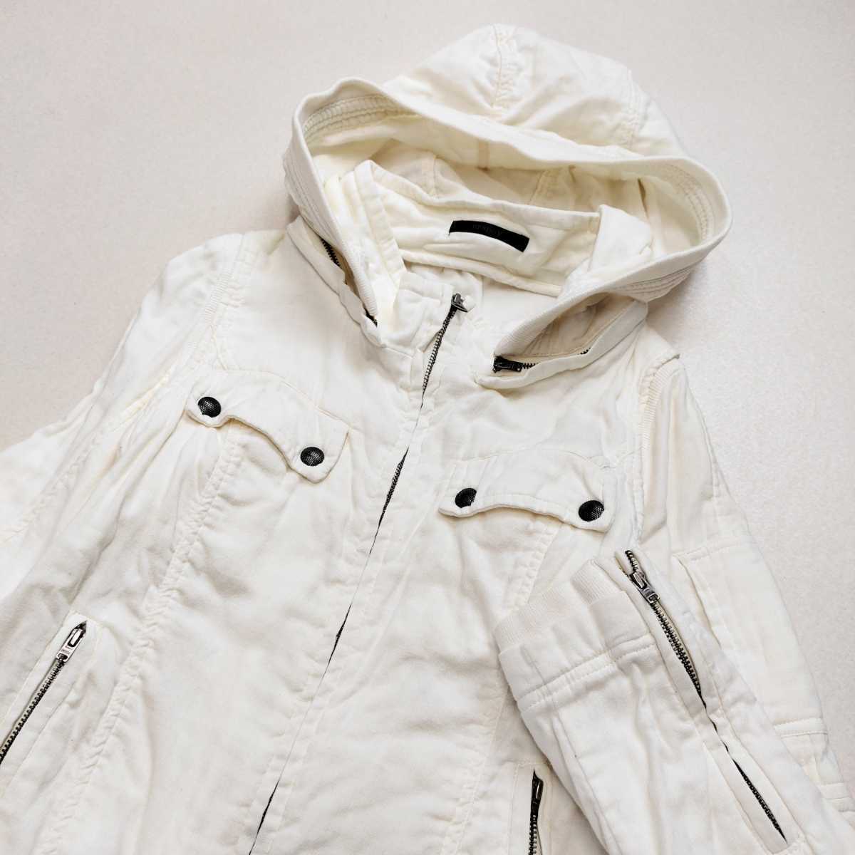 MOUSSY Moussy with a hood . cotton jacket Parker blouson eggshell white size 1 cotton 100%