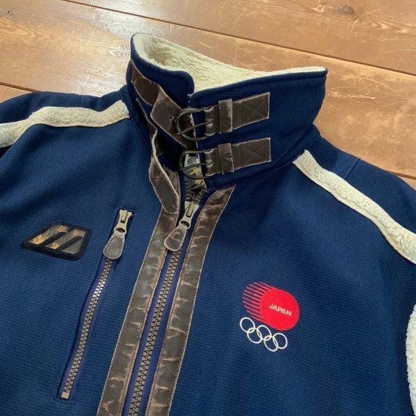  rare 1998 Nagano . wheel Japan representative flight jacket men's O size Olympic navy collector item 