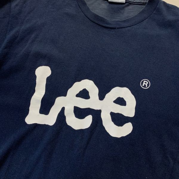 雰囲気抜群 90‘s USA製 LEE リー ビッグロゴ 半袖 tシャツ メンズ Mサイズ ネイビー 紺_画像3