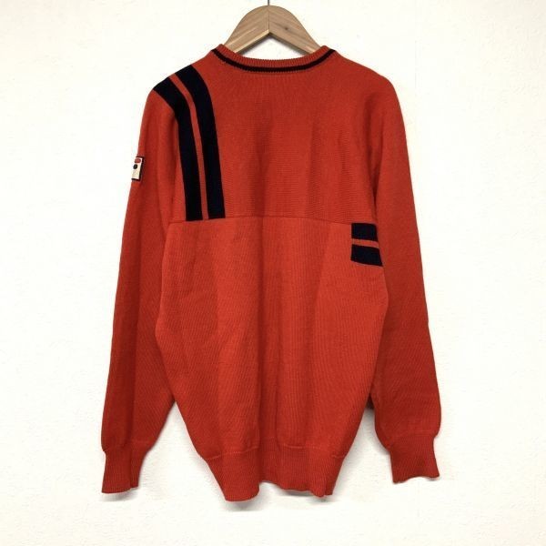  rare 80s vintage FILA Vintage filler box Logo badge design bai color knitted sweater men's M corresponding red navy 
