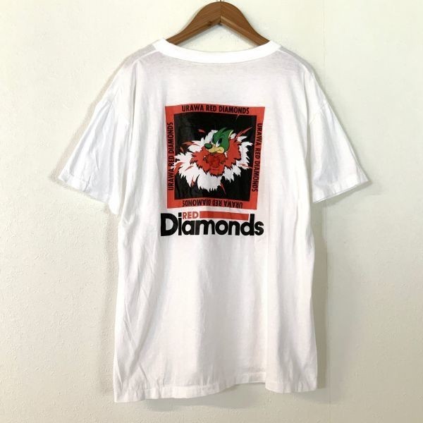 希少 90‘s 当時モノ 浦和レッズ ダイヤモンドズ レディア プリント 半袖 tシャツ メンズ フリーサイズ ホワイト サッカー Jリーグの画像1