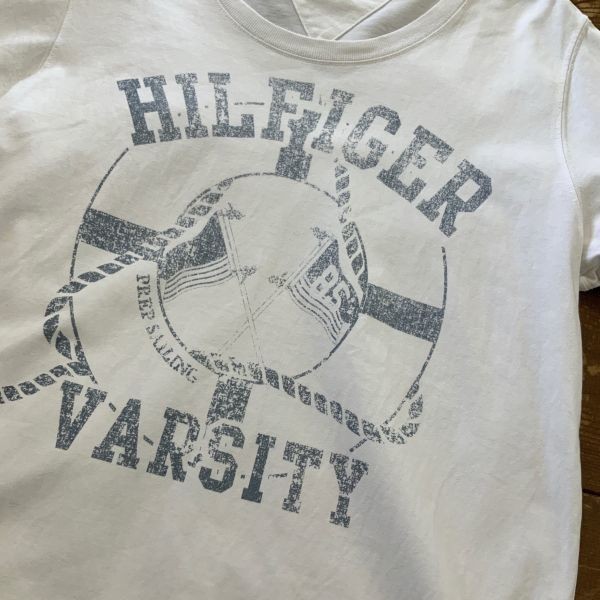 人気 定番 TOMMY HILFIGER トミーヒルフィガー ビッグプリント 半袖 tシャツ メンズ M ホワイト_画像3