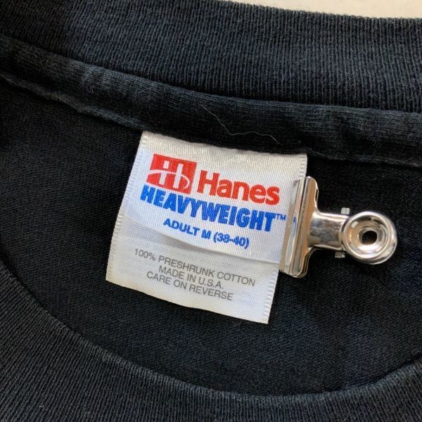 希少 90‘s USA製 Hanes ヘインズ ブロードウェイ ニューヨーク 刺繍 半袖 tシャツ メンズ Mサイズ トレンド ブラック_画像6