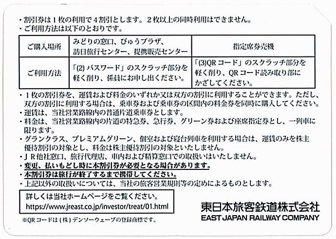 JR東日本 株主優待券 1枚 複数あり / 4割引券 / 2022.5.31ま / 土日祝 