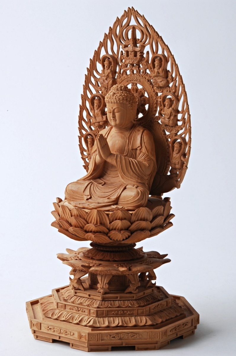 木彫 釈迦如来坐像 仏像 ９．５ｃｍ（全高約２６ｃｍ） 仏教美術