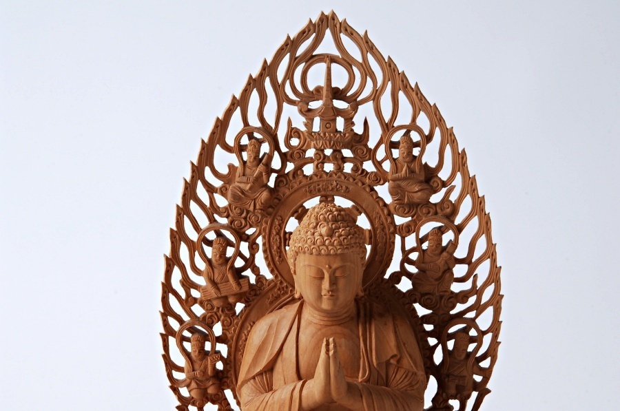 木彫 釈迦如来坐像 仏像 ９．５ｃｍ（全高約２６ｃｍ） 仏教美術