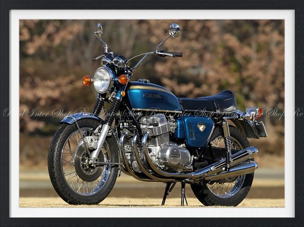 ホンダ ドリーム CB750 Four K0 1969年 ナナハン バイク【額縁印刷】 壁紙ポスター 594×442mm （はがせるシール式） 001SGF2_画像1