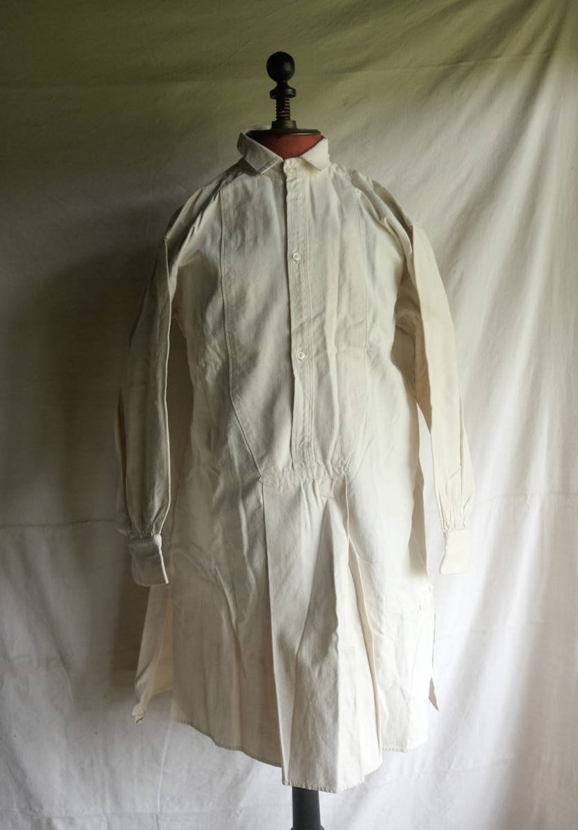1900's フランス アンティーク シャンブルリネンスモックシャツ