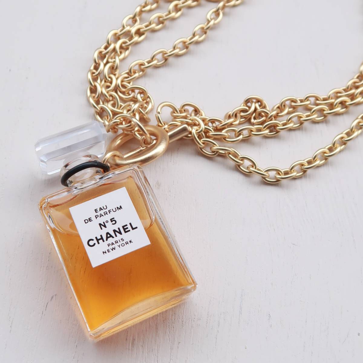 シャネル CHANEL NO 5 香水 ミニボトル チェーン ネックレス ゴールド