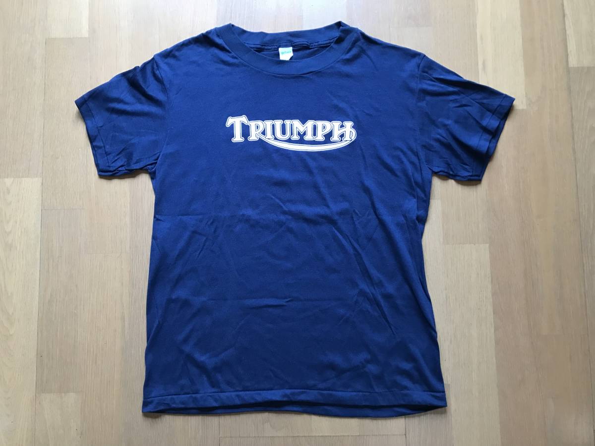 送料無料 トライアンフ USA製 80年代 ヴィンテージ デッドストック Tシャツ Mサイズ ネイビー スポーツウェア カットソー 紺色 ヘインズ 1