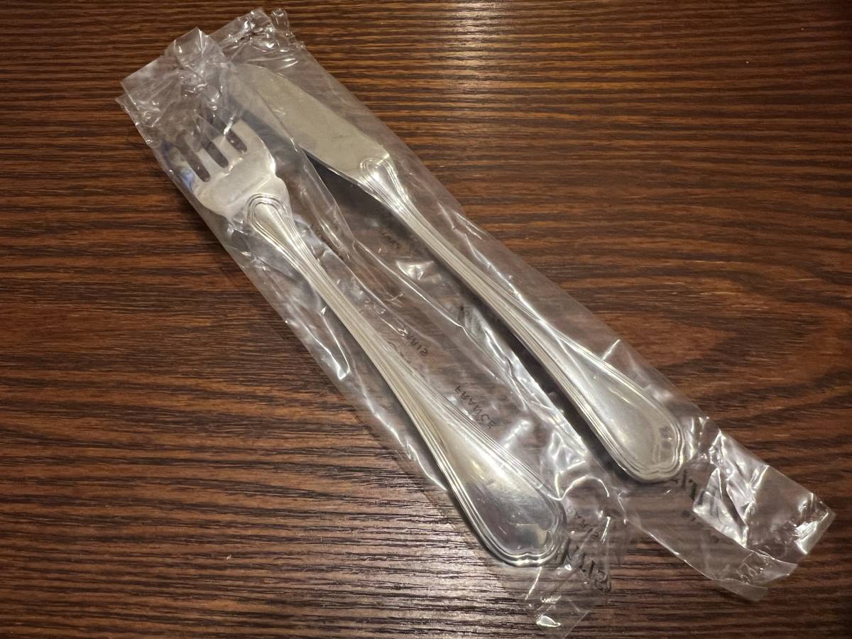  unused goods Chris to full spa toe ru original silver plating made fish knife * Fork 2 pcs set /495-6-5