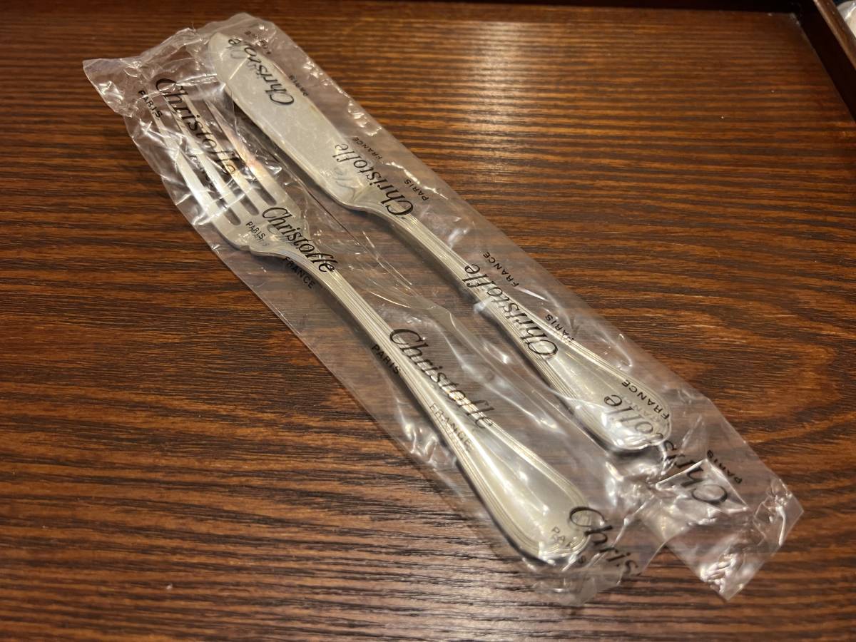  unused goods Chris to full spa toe ru original silver plating made fish knife * Fork 2 pcs set /495-6-5