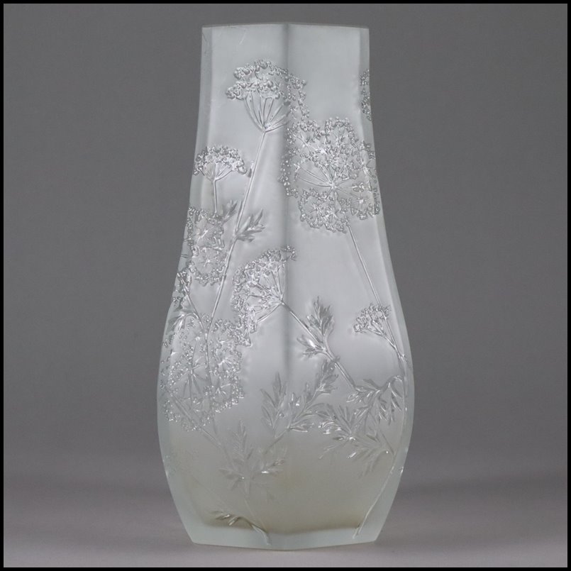 西洋アンティーク【 ルネ・ラリック LALIQUE 】フランス製 クリスタルガラス 花瓶 フラワーベース 時代物 骨董品 古美術品 [HD329]高さ29cm_画像3