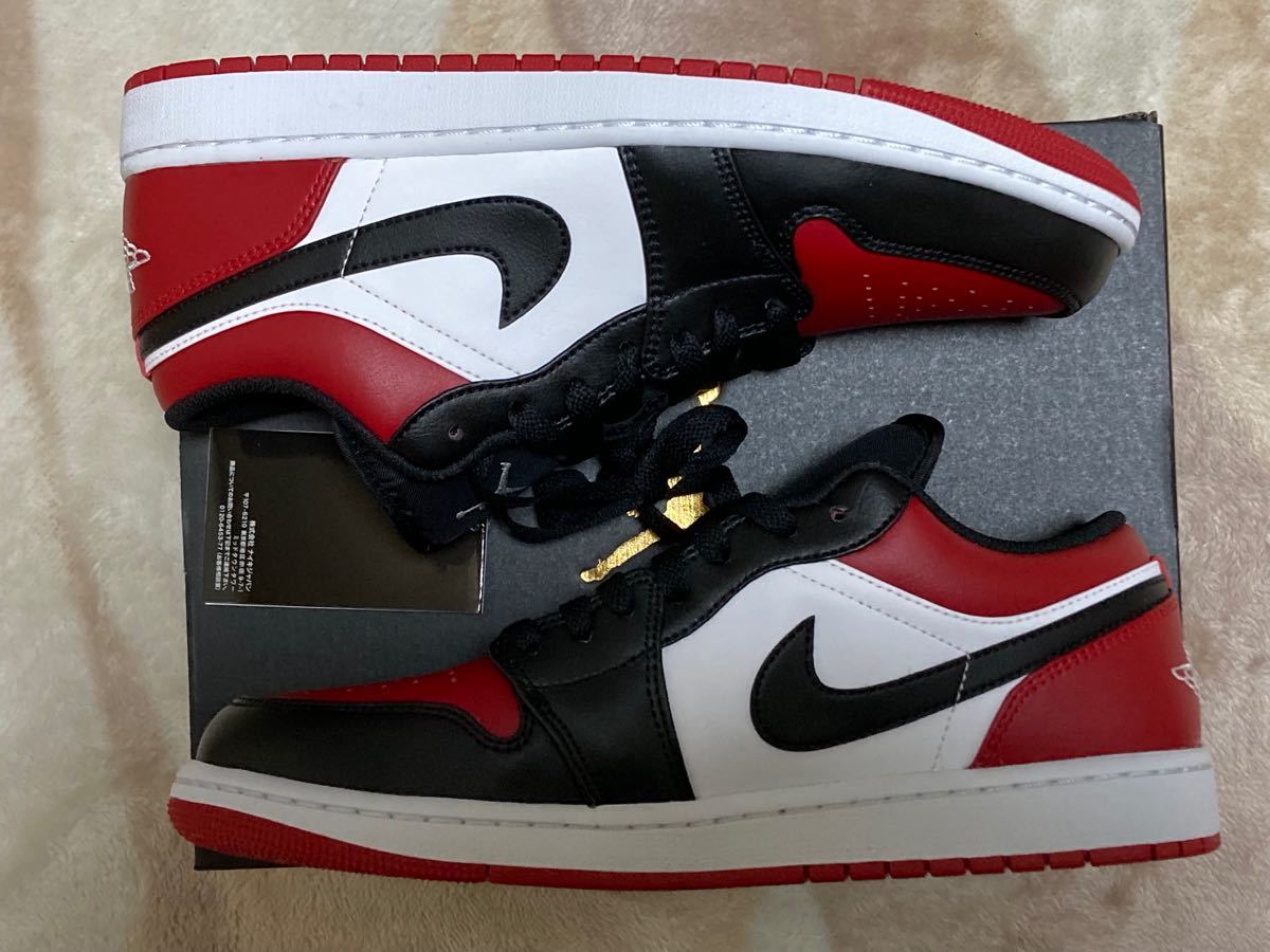 ナイキエアジョーダン1 ロー ブレッドトゥNike AirJordan1 Low Bred Toe新品未使用28cm黒タグ・箱付き