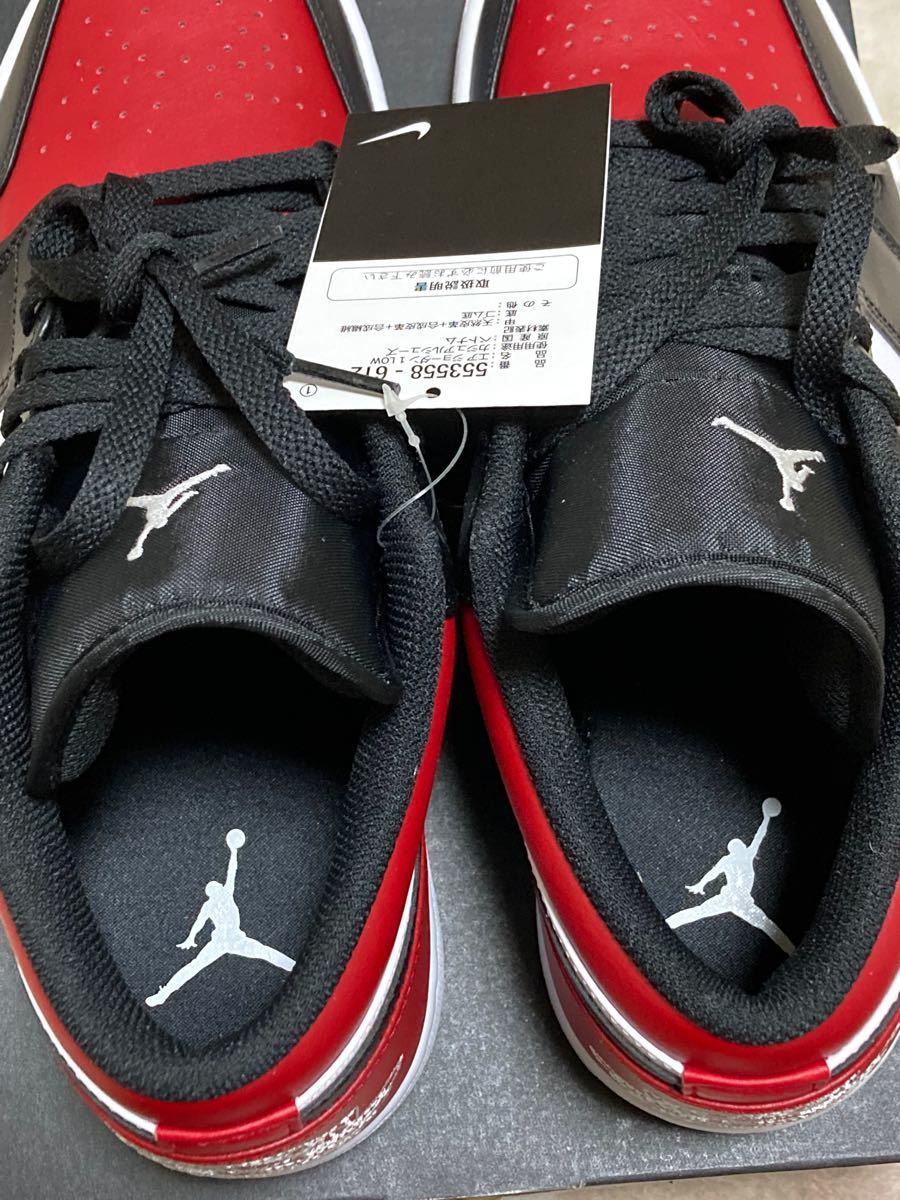 ナイキエアジョーダン1 ロー ブレッドトゥNike AirJordan1 Low Bred Toe新品未使用28cm黒タグ・箱付き