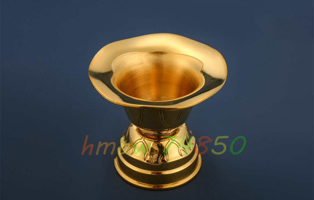密教法具 真言宗 華水器 聖天用法具 仏具 真鍮製 磨き仕上げ 直径10.5cm-