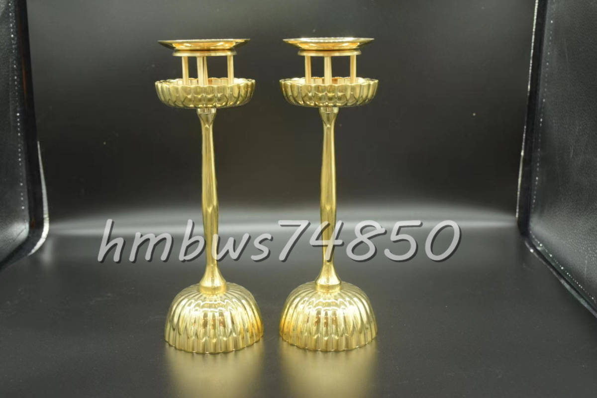 密教法具 寺院仏具」極上品 菊壇灯(一対)仏具 銅製 磨き仕上げ 高 密教法具 寺院仏具」極上品 菊壇灯(一対)仏具 銅製 磨き仕上げ 高