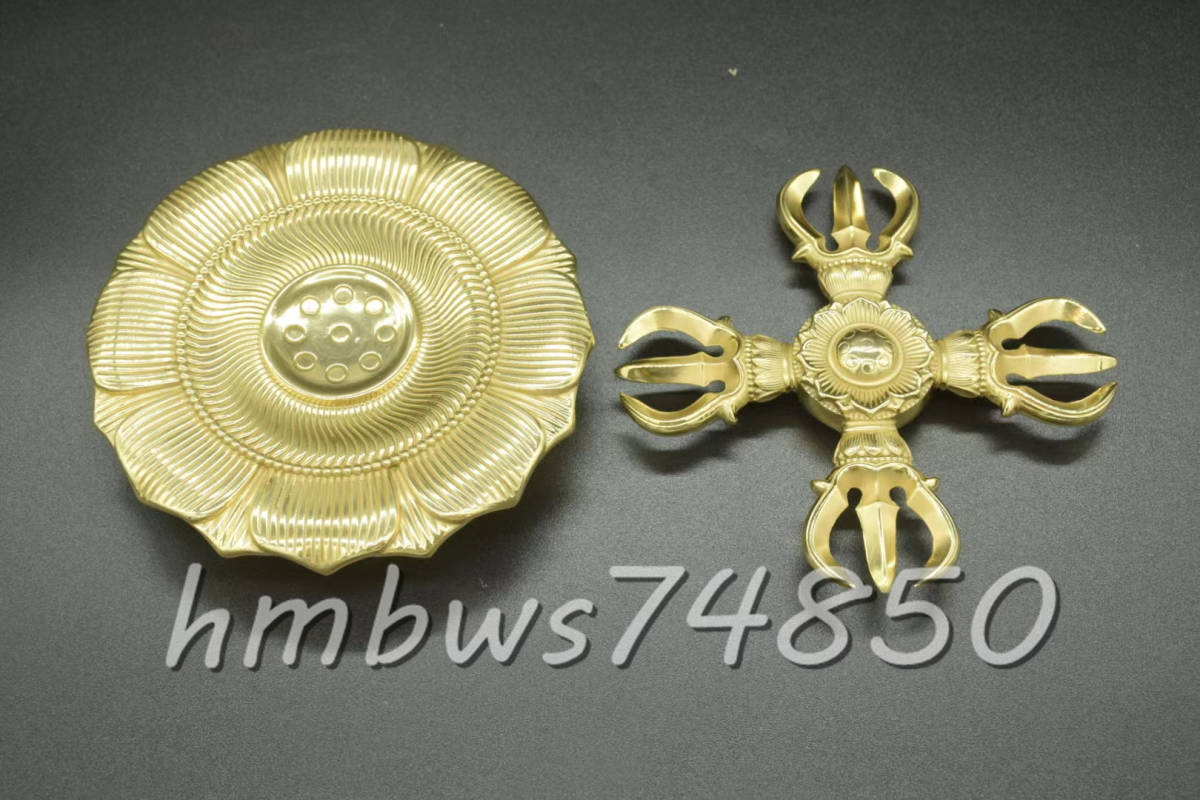 密教法具 寺院仏具」護摩用仏具 大型 羯磨&輪宝 5点セット仏具 密教法具 寺院仏具」護摩用仏具 大型 羯磨&輪宝 5点セット仏具