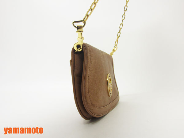 送料無料 TORY BURCH トリーバーチ チェーンショルダーバッグ クラッチバッグ レザー ブラウン 美品_画像2