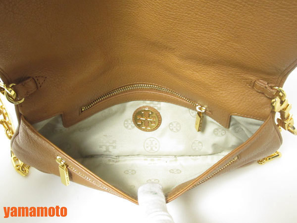 送料無料 TORY BURCH トリーバーチ チェーンショルダーバッグ クラッチバッグ レザー ブラウン 美品_画像10