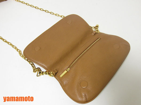 送料無料 TORY BURCH トリーバーチ チェーンショルダーバッグ クラッチバッグ レザー ブラウン 美品_画像8