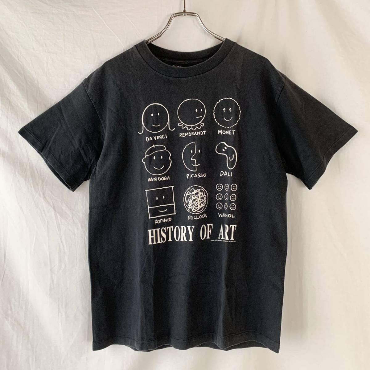 90s USA производства HISTORY OF ART Vintage искусство футболка черный чёрный Anne ti War держатель Limo nego ho Picasso da vinchi L GIANT
