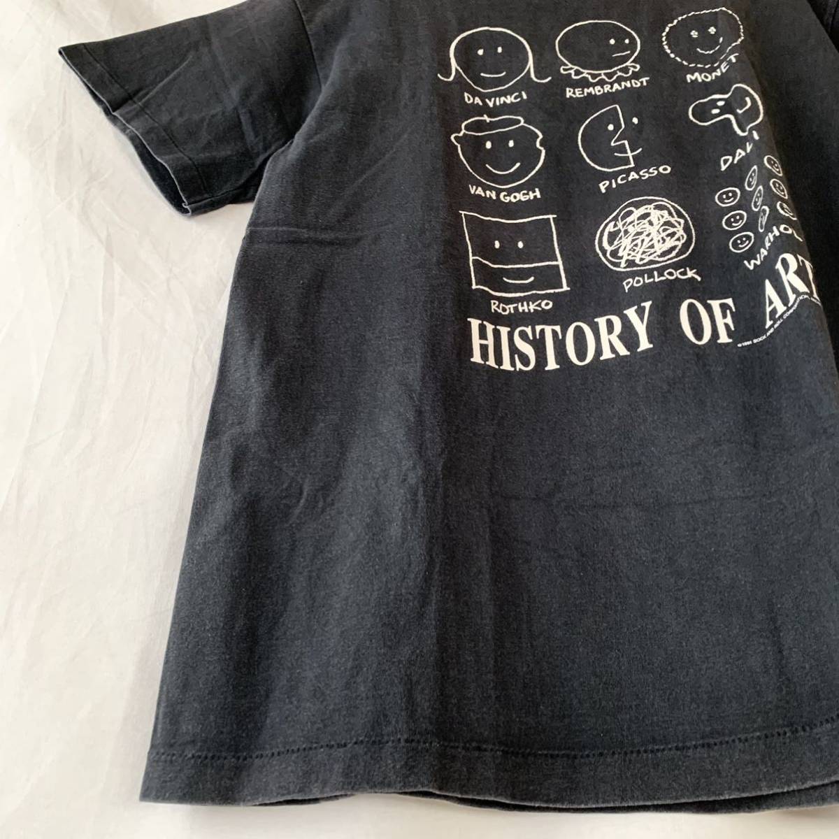 90s USA производства HISTORY OF ART Vintage искусство футболка черный чёрный Anne ti War держатель Limo nego ho Picasso da vinchi L GIANT