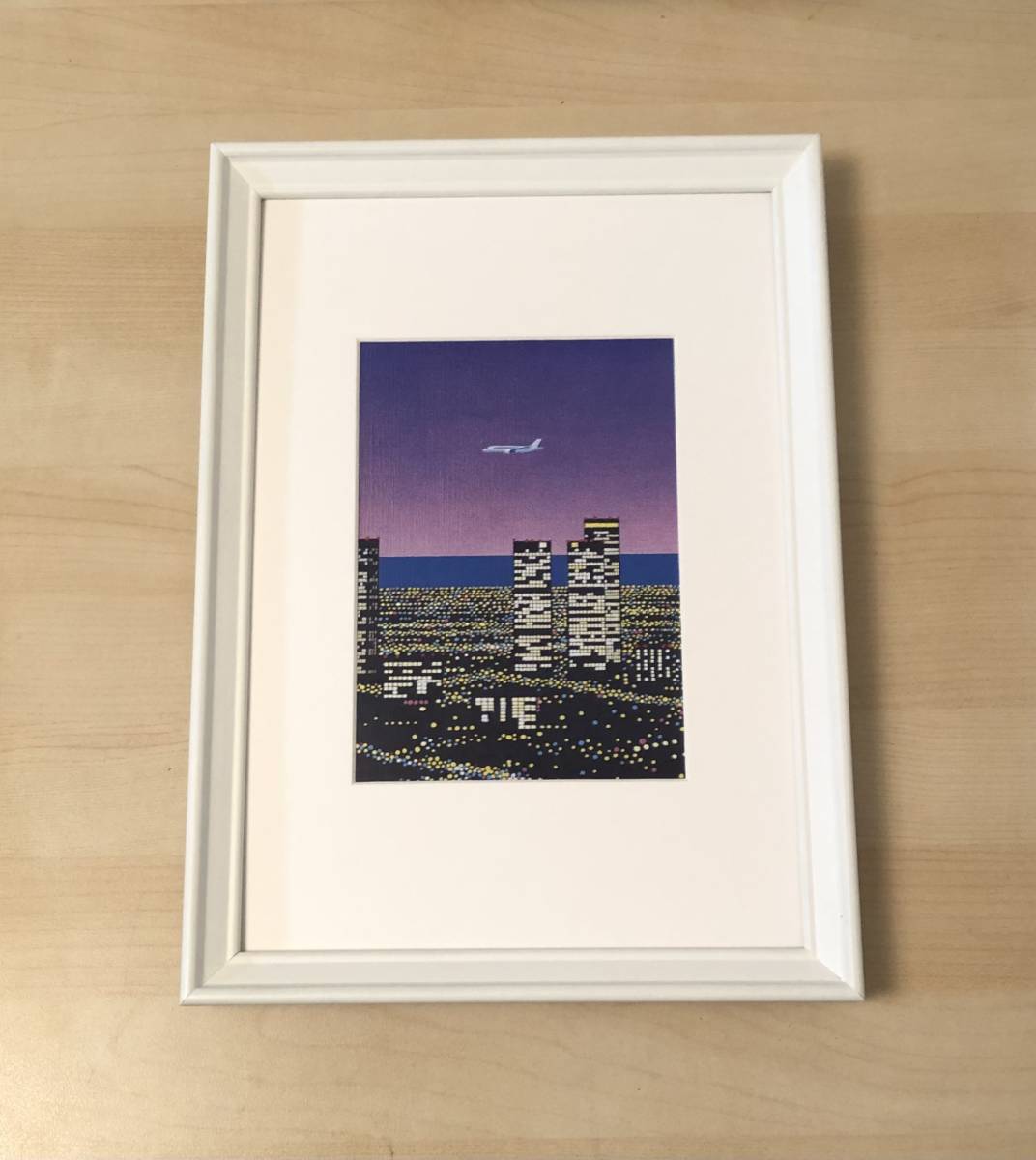 kj 額装品 永井博 夜景 飛行機 貴重イラスト A4サイズ額入り kj 額装品 永井博 夜景 飛行機 貴重イラスト A4サイズ額入り