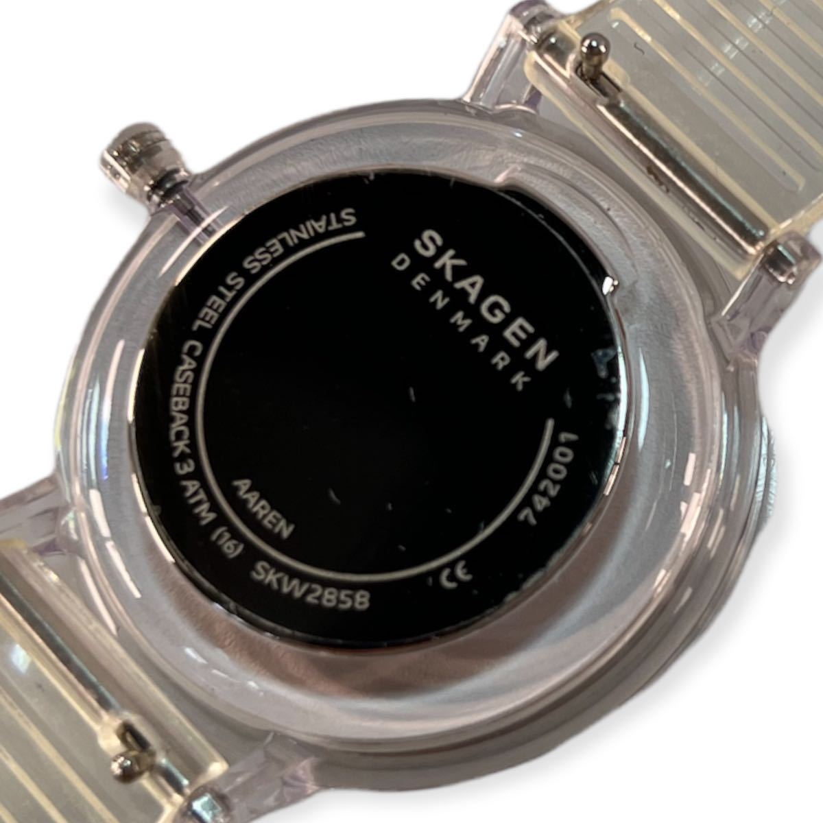 ★ スカーゲン SKAGEN SKW2858 36MM クォーツ レディース メンズ 腕時計 ウォッチ 中古品 ホワイト クリア 時計 電池式 管理E714.の画像7